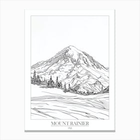 Mount Rainier Usa Line Drawing 7 Poster Canvas Print