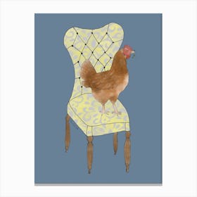 Miss Hen Chicken On A Chair 2 Canvas Print