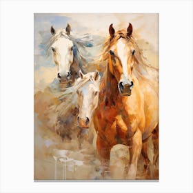 Horses Painting In Montana, Usa 4 Canvas Print