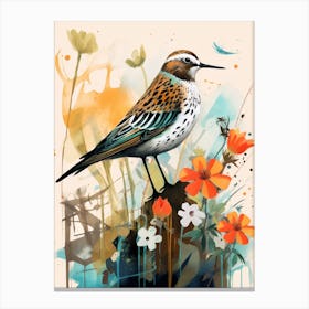 Bird Painting Collage Dunlin 1 Canvas Print