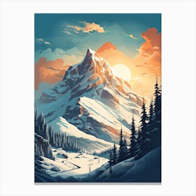 Jackson Hole Mountain Resort   Wyoming, Usa, Ski Resort Illustration 0 Simple Style Canvas Print