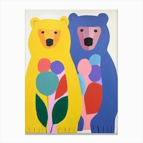 Colourful Kids Animal Art Grizzly Bear 1 Canvas Print
