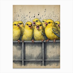 Yellow Finches Singing Canvas Print