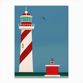 Red Barbershop Pole Style Lighthouse Canvas Print