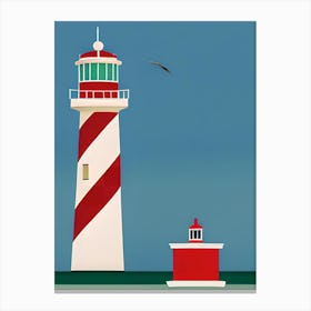 Red Barbershop Pole Style Lighthouse Leinwandbilder