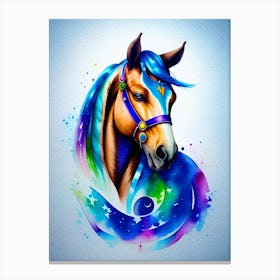 Colorfull Horse watercolor brush Canvas Print