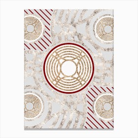 Geometric Abstract Glyph in Festive Gold Silver and Red n.0019 Canvas Print