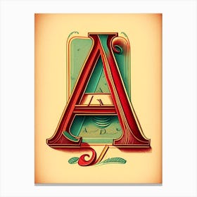 A, Letter, Alphabet Vintage Sketch 3 Canvas Print