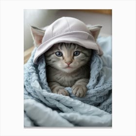 Cute Kitten In A Hat Canvas Print