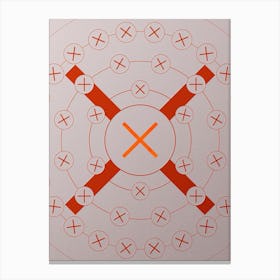 Geometric Glyph Abstract Circle Array in Tomato Red n.0196 Canvas Print