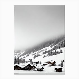 Grindelwald, Switzerland Black And White Skiing Poster Canvas Print
