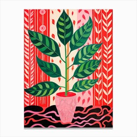 Pink And Red Plant Illustration Zz Plant 6 Canvas Print