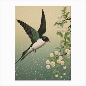 Ohara Koson Inspired Bird Painting Barn Swallow 2 Canvas Print