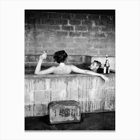 Steve Mcqueen And Neile Adams Bath Tub Photo Canvas Print