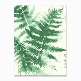 Green Ink Painting Of A Giant Chain Fern 3 Canvas Print