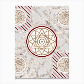 Geometric Glyph Abstract in Festive Gold Silver and Red n.0002 Canvas Print