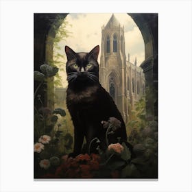 Cat In Front Of A Medieval Castle 5 Canvas Print