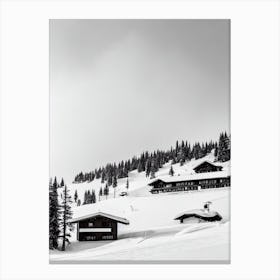 Davos, Switzerland Black And White Skiing Poster Canvas Print