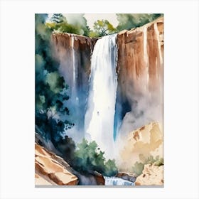 Calf Creek Falls, United States Water Colour  (1) Canvas Print