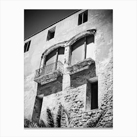 Old House in Eivissa in Black and White // Ibiza Travel Photography Canvas Print