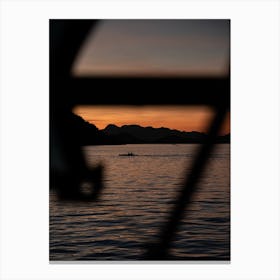 Sunsets on the water from the boat Canvas Print