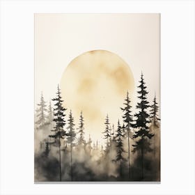 Watercolour Of Taiga Forest   Northern Eurasia And North America 3 Canvas Print