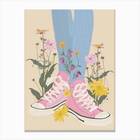 Illustration Pink Sneakers And Flowers 7 Canvas Print