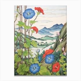 Asagao Morning Glory 3 Japanese Botanical Illustration Canvas Print