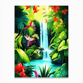 Waterfall In The Jungle 8 Canvas Print