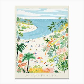 Poster Of Seminyak Beach, Bali, Indonesia, Matisse And Rousseau Style 3 Canvas Print