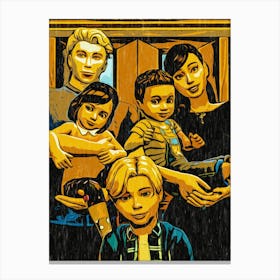 Family Of The Sims Videogame Canvas Print