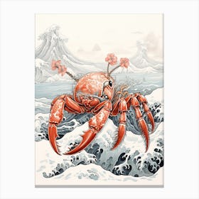 Hermit Crab Animal Drawing In The Style Of Ukiyo E 2 Canvas Print