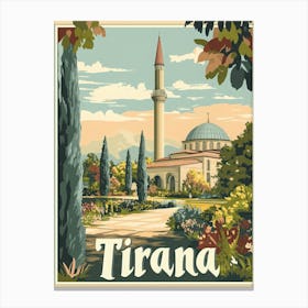 Aihrgdesign A Classic 1960s Travel Poster For Tirana 1 Canvas Print