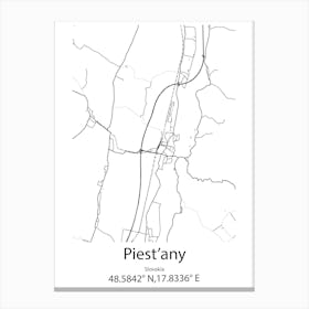 Piest Any,Slovakia Minimalist Map Canvas Print