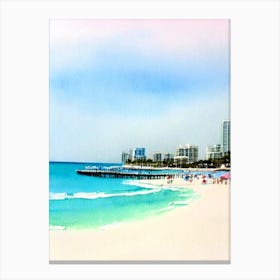 South Beach 2, Miami, Florida Watercolour Canvas Print