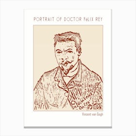 Line Art Minimalist – Portrait Of Doctor Felix Rey – Vincent Van Gogh 1 Canvas Print