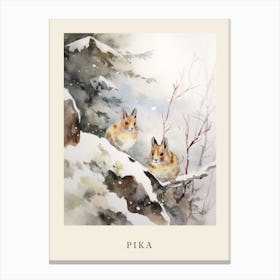 Winter Watercolour Pika 4 Poster Canvas Print