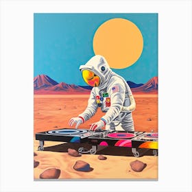 An Astronaut Djing In The Desert 3 Canvas Print