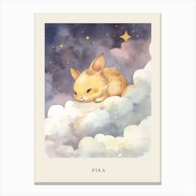 Baby Pika 1 Sleeping In The Clouds Nursery Poster Canvas Print