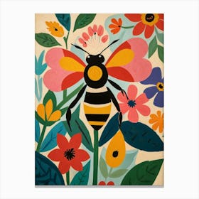 Bee And Flowers Canvas Print