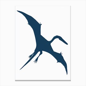 Blue Pterodactyl Dinosaur Silhouette 2 Canvas Print