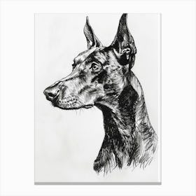 Dog Black Line Sketch 2 Canvas Print
