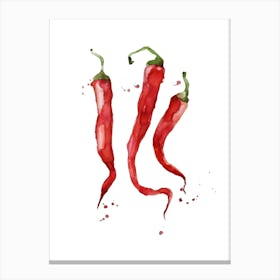 Red Chili Peppers Isolated On White Canvas Print