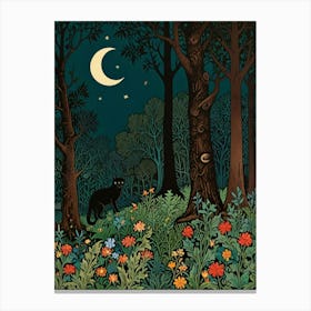 William Morris Cat In The Forest 3 Canvas Print