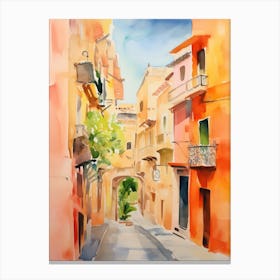 Palermo, Italy Watercolour Streets 2 Canvas Print