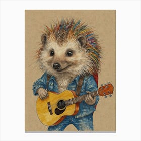 Hedgehog Playing Guitar 25 Canvas Print