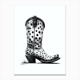 Black And White Cowgirl Boots Illustration 2 Canvas Print