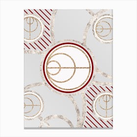 Geometric Abstract Glyph in Festive Gold Silver and Red n.0091 Canvas Print