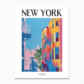 Flushing New York Colourful Silkscreen Illustration 2 Poster Canvas Print