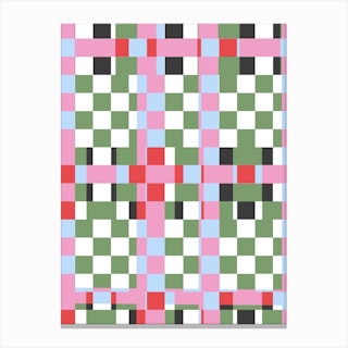 Weave Mix Pink Green Canvas Print
